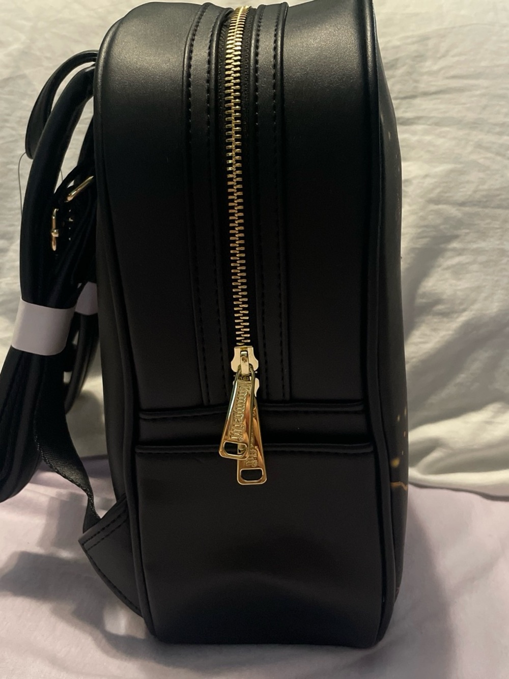 Disney Loungefly Black Backpack with Gold Plaque - Picture 4 of 5